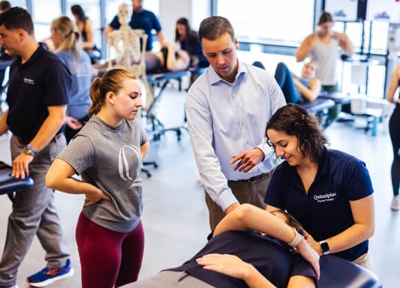 Students work in the PT Lab